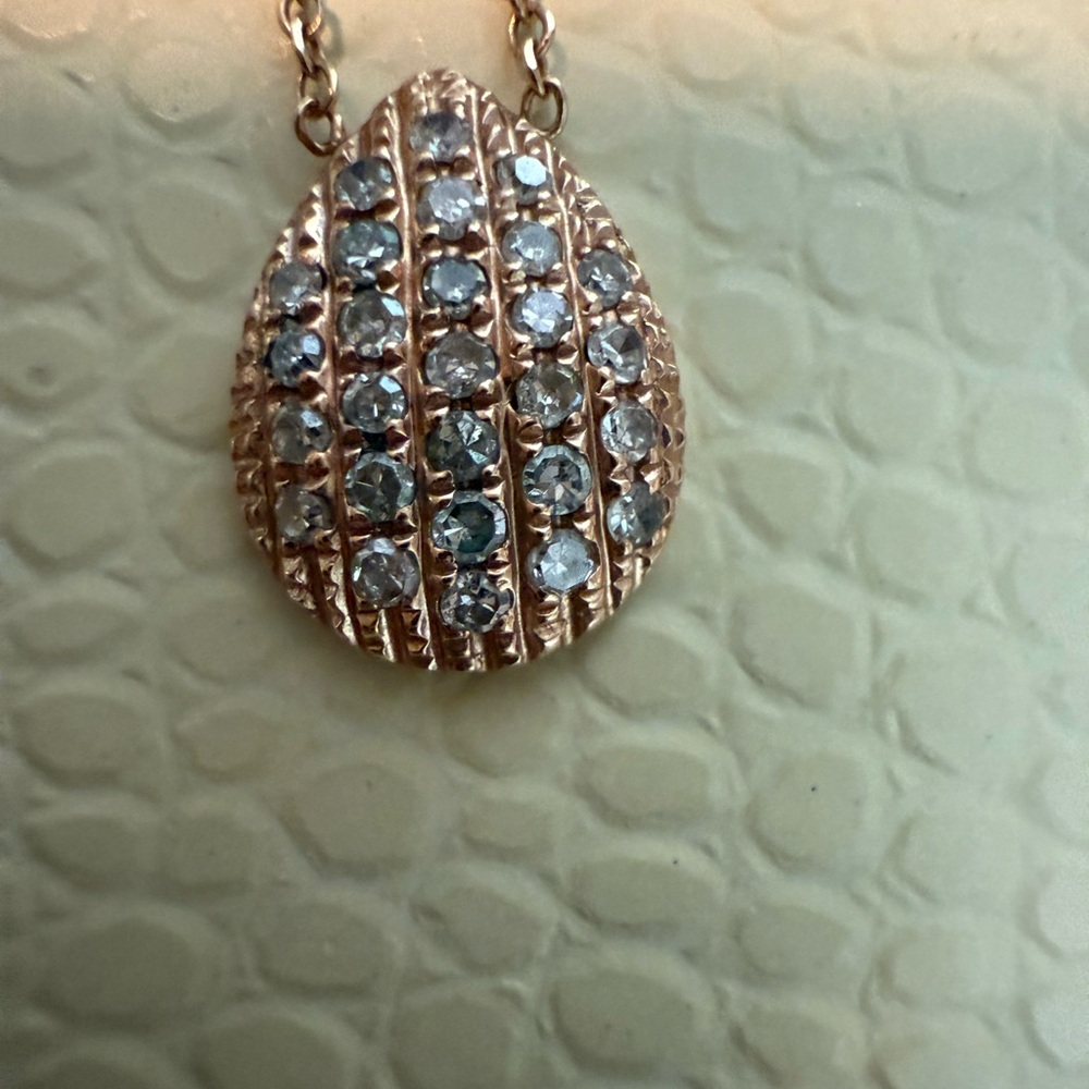 Elegant 14K Dana Rebecca Rose Gold and Diamond Pendant Necklace.